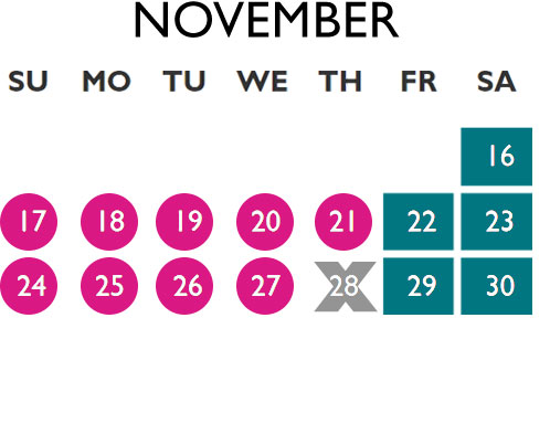 Phipps will be open until 11 p.m. on November 16, 22, 23, 29 and 30. Phipps will be open until 10 p.m. on November 17, 18, 19, 20, 21, 24, 25, 26 and 27. Phipps will be closed on November 28.