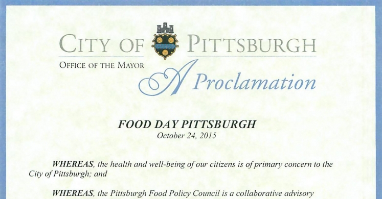 Policy Update: Annual “Food Day” Declared in Pittsburgh and Allegheny County